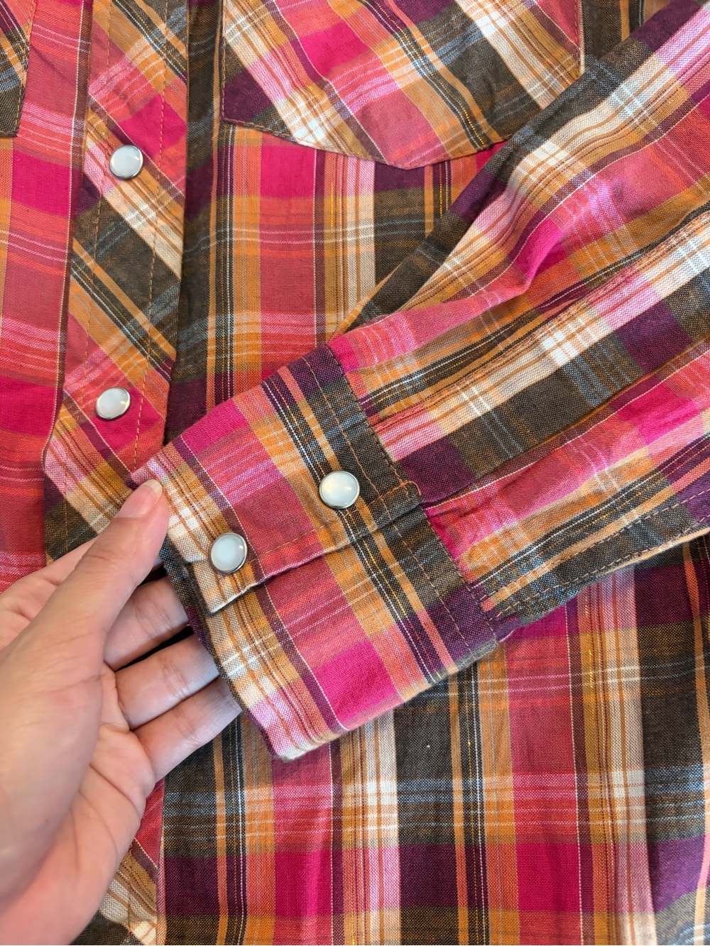 Atmosphere Pink Plaid Button-Down Shirt size small cotton - Picture 10 of 14
